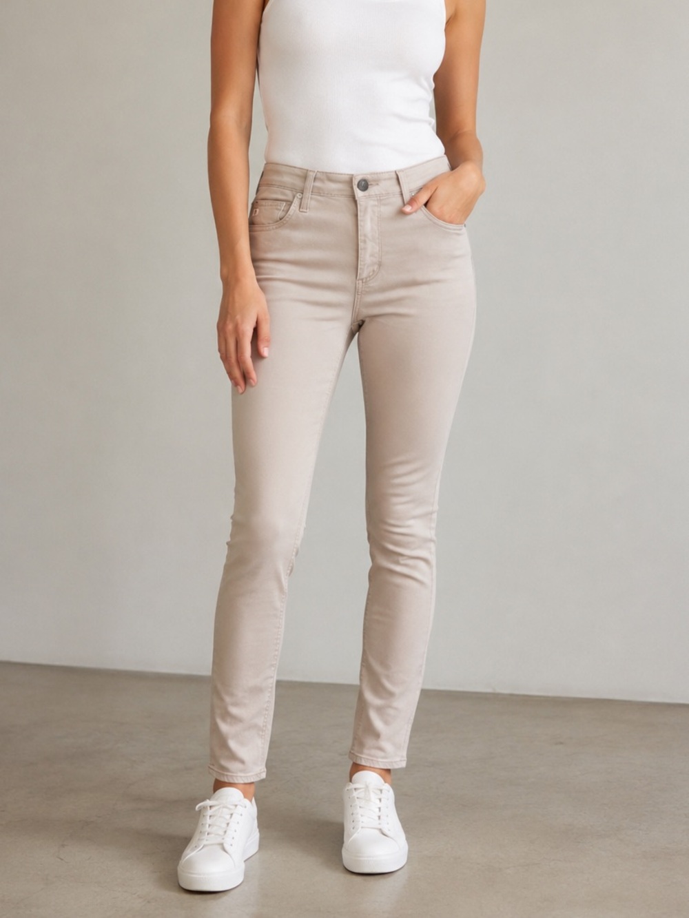 AG Adriano Goldschmied The Prima Cigarette Jeans Womens 27 Beige Slim Mid Rise